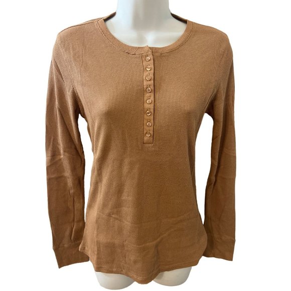 Waffle Grace Stitching Long Sleeve V-Neck T-Shirt Top Women